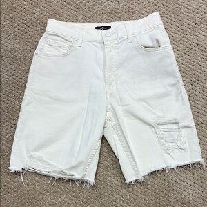 7 For All Mankind Cream Denim Shorts